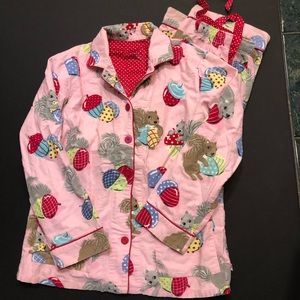 Nick & Nora Pajama Set 2 Squirrels Size M Flannel